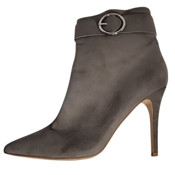 FOREVER 21 Gray Faux Suede Pointed Toe High Heel Ankle Boots 10 bohemian chic - Picture 2 of 7